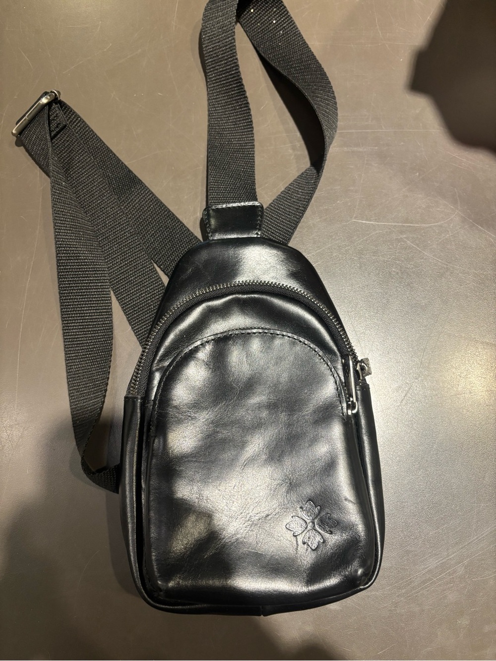 Patricia Nash Black Leather Crossbody Sling Bag